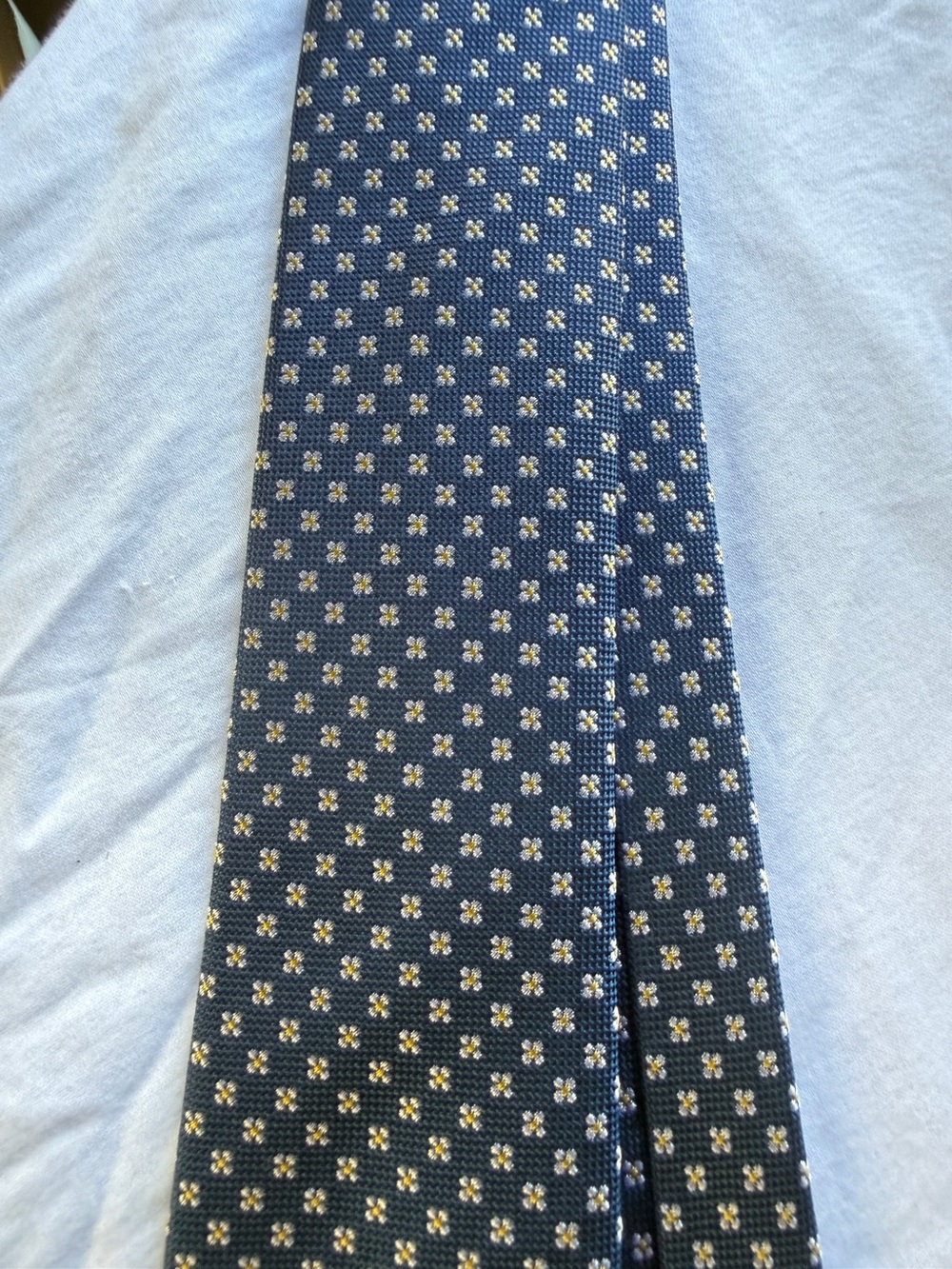 SuitSupply 100% Silk Tie Made in Italy Blue Micro Floral Print Designer Necktie